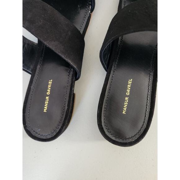 Defect New Mansur Gavriel Suede Double Strap Flat Sandal Size 37 Black - Picture 7 of 9